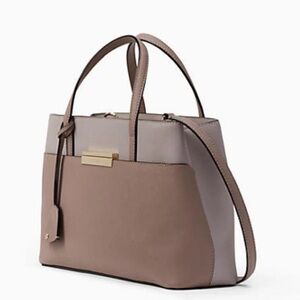 Kate Spade Grey Taupe Crossbody Satchel Handbag Purse
